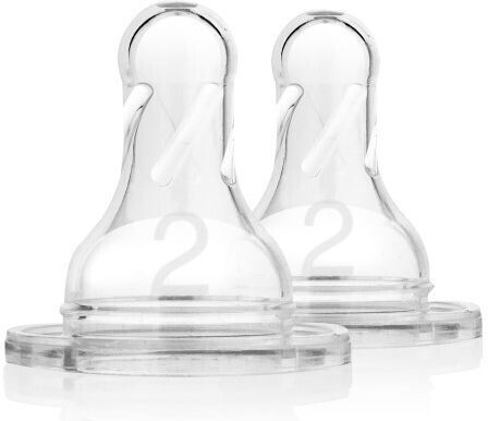 Dr. Brown's Natural Flow Options Level 2 Silicone Bottle Teats Medium Flow for 3+ Months 2 Pieces