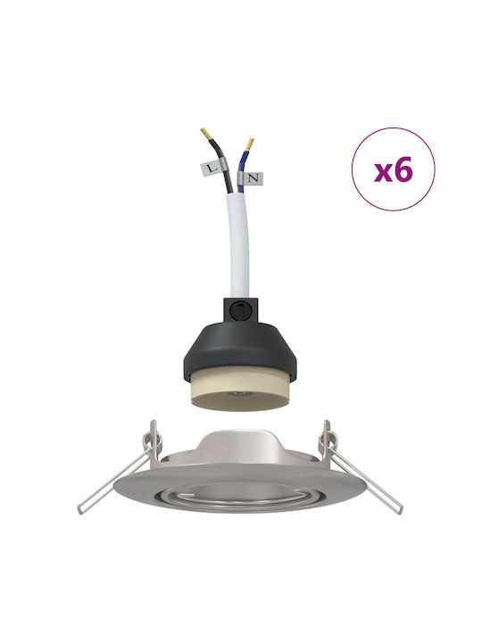 vidaXL Rechteckig Metallisch Einbau Spot Silber 9x9cm. 1Stück