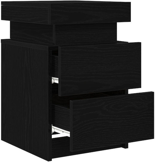 Wooden Black Oak Bedside Tables 2 Pieces 35x39x55cm