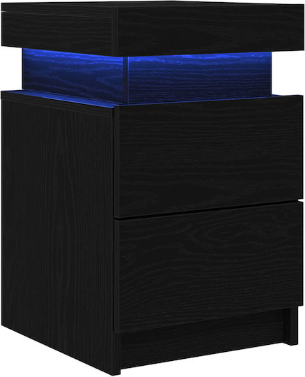 Wooden Black Oak Bedside Tables 2 Pieces 35x39x55cm