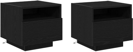 Wooden Bedside Tables Black Oak 2 Pieces 40x39x37cm