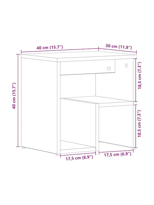 Κομοδίνα Ξύλινα Μαύρη δρυς 2τμχ 40x30x40cm