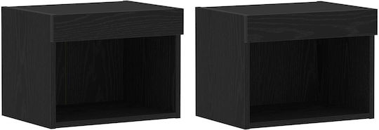 Wooden Bedside Tables Black Oak 2 Pieces 40x30x30cm
