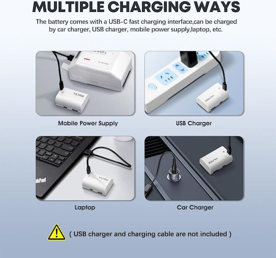 Viltrox Tlp-e6 2400mAh Akku Typ-C Schnellladung Kompatibel mit Canon