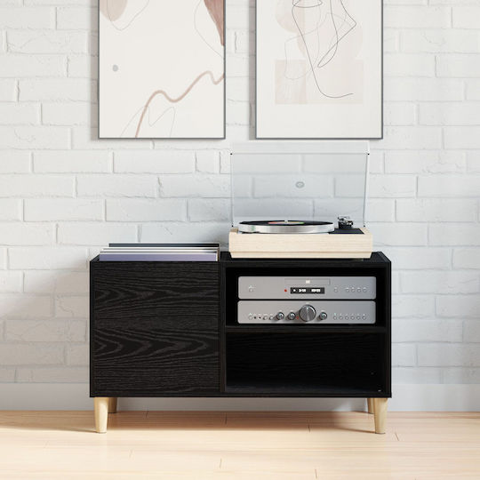 Vidaxl Record Cabinet Black Oak 84.5x38x48 cm Engineered Wood