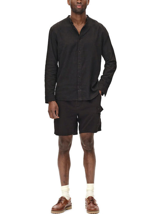 Long-sleeved Linen Shirt Black