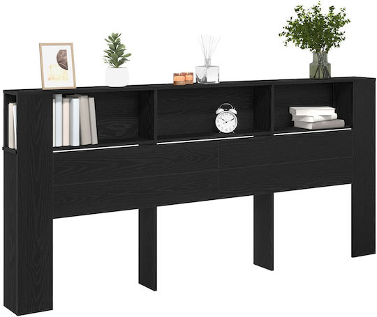 vidaXL Кафлария за легло Дървена Черен Дъб 220x104.5см