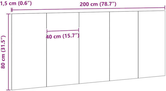 vidaXL Wooden Bed Headboard Black Oak 200x80cm