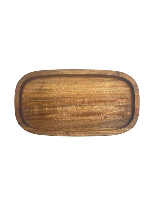 Lukanda Plate Shallow Oval Wooden Brown 30x16cm
