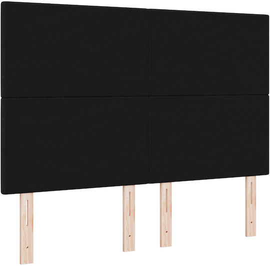 vidaXL LED Bed Headboard Fabric Black 144x128cm