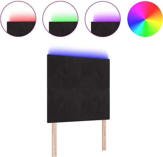 vidaXL LED Fabric Bed Headboard Black 80x88cm