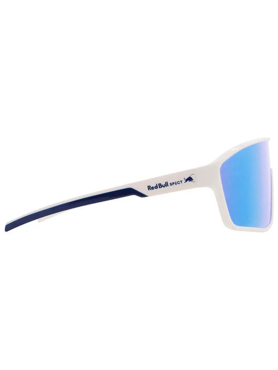 Red Bull Spect Unisex Sunglasses with White Plastic Frame and Light Blue Mirror Lens