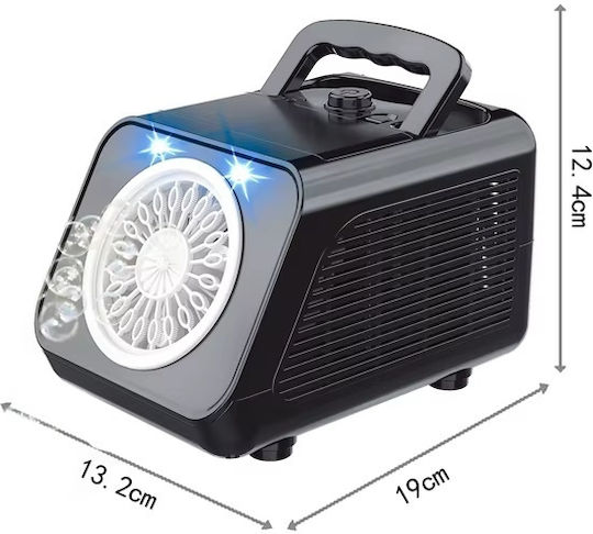 Mașină electrică de făcut baloane de săpun cu lumini LED 2 viteze 200ml 12000 baloane/min 12x13x19cm negru alb