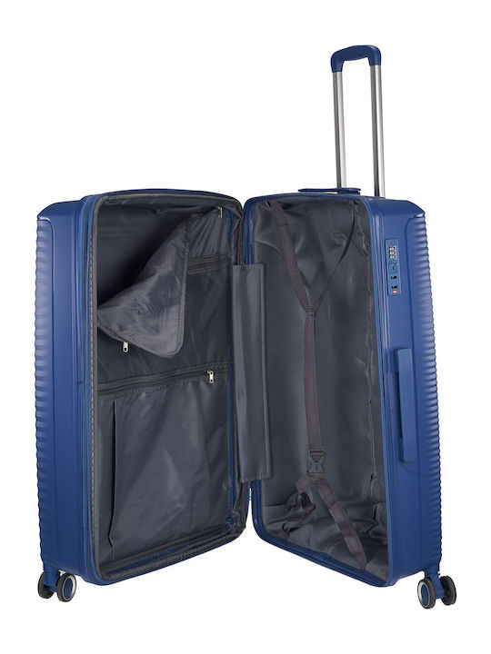 Xplorer Μεγάλη Βαλίτσα Ταξιδίου Σκληρή Navy με 4 Ρόδες Ύψους 75εκ.