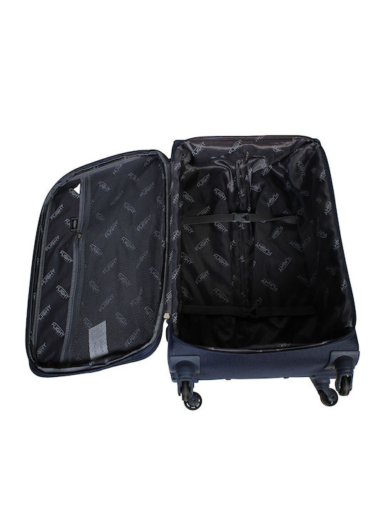 Keskor Medium Blue Fabric Suitcase With 4 Wheels Height 58cm