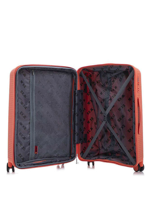 RCM Large Travel Suitcase Hard Orange with 4 Wheels Height 75cm
