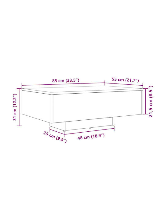 vidaXL Kaffeetisch Zentral aus Massivholz altem Holz M85xT55xH31cm