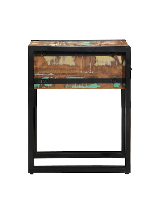 Rectangular Side Coffee Table Made of Solid Wood with Drawers Black W40xL40xH50cm