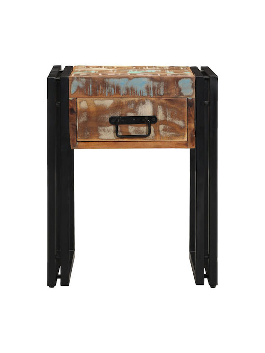 Rectangular Side Coffee Table Made of Solid Wood with Drawers Black W40xL40xH50cm