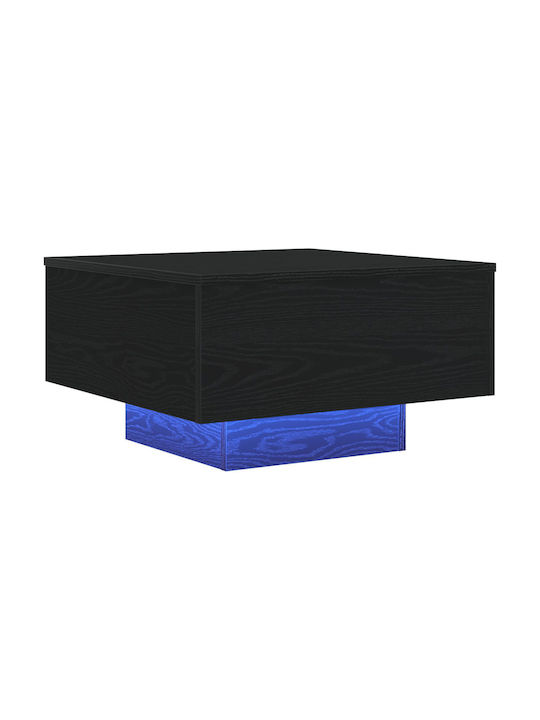 Square Central Wooden Coffee Table Black Oak W55xL55xH31cm