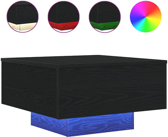 Square Central Wooden Coffee Table Black Oak W55xL55xH31cm