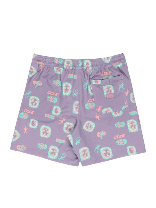 Wasted Times Layback Men's Swimwear Bermuda Purple Ash with Patterns