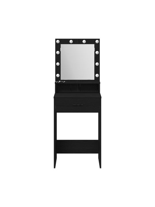 Floor-Standing Makeup Dressing Table Wooden Black Oak with Mirror 50x41x135cm