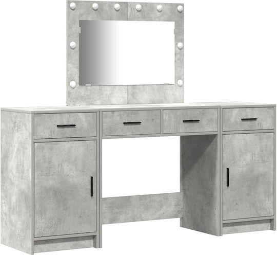 Masă De Toaletă De Podea Din Lemn Gri Cu Oglindă 78.5x41x135cm