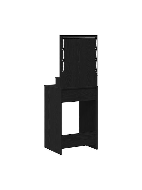 Floor-Standing Makeup Dressing Table Wooden Black Oak with Mirror 50x41x135cm