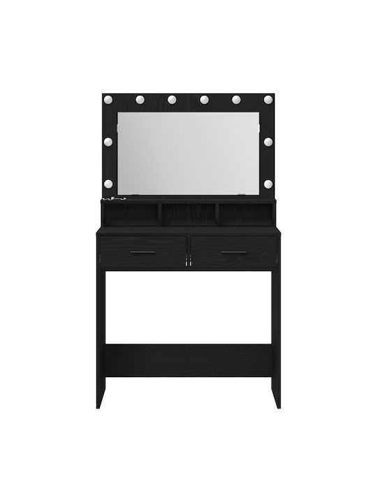 Wooden Makeup Dressing Table Black Oak with Mirror 79x41x135cm