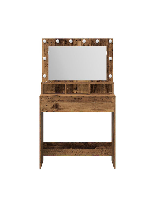 Floor-Standing Makeup Dressing Table Made of Solid Wood Old Style with Mirror 79x41x135cm