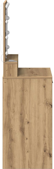 Bodenstehende Schminktisch Schlafzimmer Holz Braun mit Spiegel 50x41x135cm