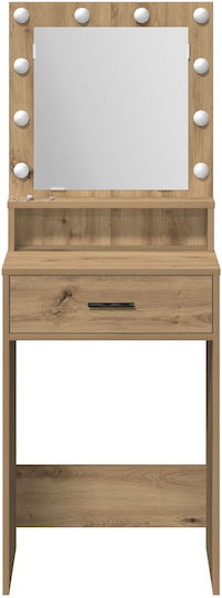 Bodenstehende Schminktisch Schlafzimmer Holz Braun mit Spiegel 50x41x135cm