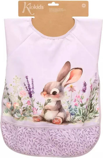 Kiokids Bunny Waterproof Fabric Coverall with Hoop & Loop Fastener Pocket & Sleeves Lavender