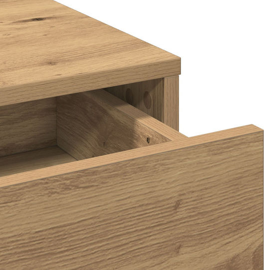 Floor-Standing Makeup Dressing Table Wooden Artisan Oak with Mirror 50x41x140cm