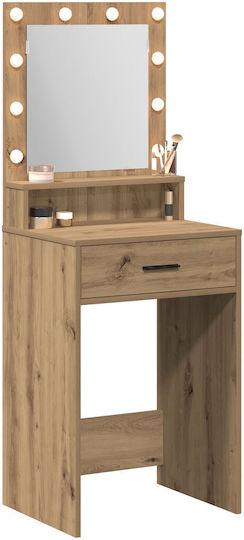 Bodenstehende Schminktisch Schlafzimmer Holz Braun mit Spiegel 50x41x135cm