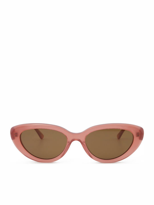 The Glass of Brixton Women's Sunglasses with Pink Plastic Frame and Brown Lens