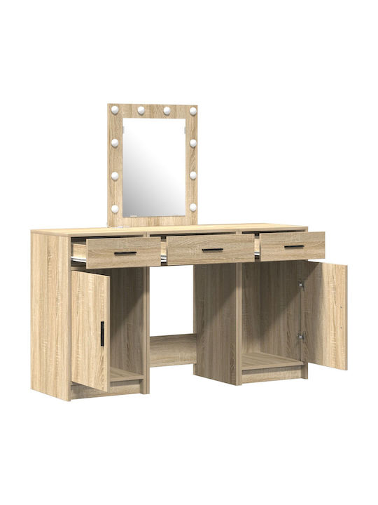 Wooden Makeup Dressing Table Upper Chocolate with Mirror 50x41x135cm