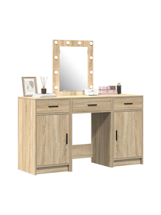 Wooden Makeup Dressing Table Upper Chocolate with Mirror 50x41x135cm