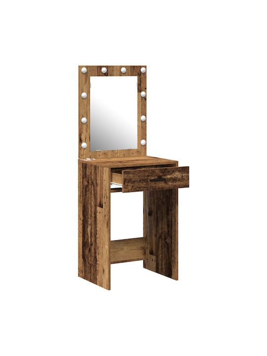 Floor-Standing Makeup Dressing Table Wooden Old Wood with Mirror 50x41x135cm
