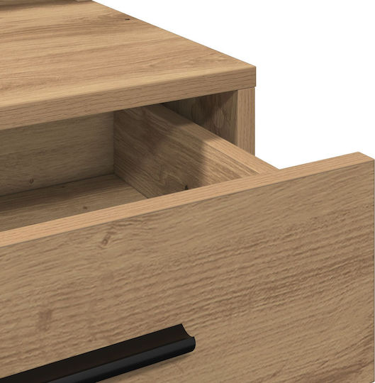 Masă De Toaletă De Podea Din Lemn Artisan Oak Cu Oglindă 79x41x135cm