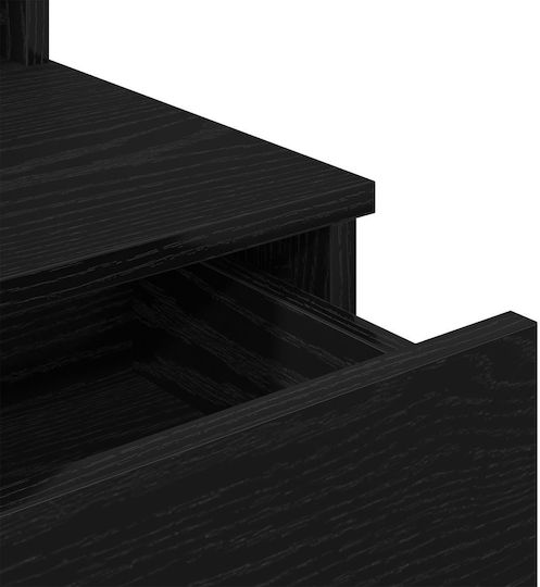 Bodenstehende Schminktisch Schlafzimmer Holz Schwarz mit Spiegel 96x40x142cm
