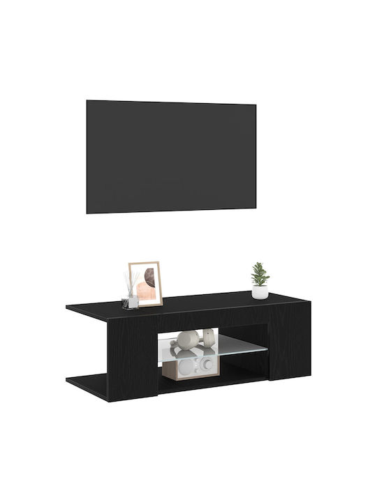 TV Stand with LED Lighting Black Oak M90xD39xH30cm