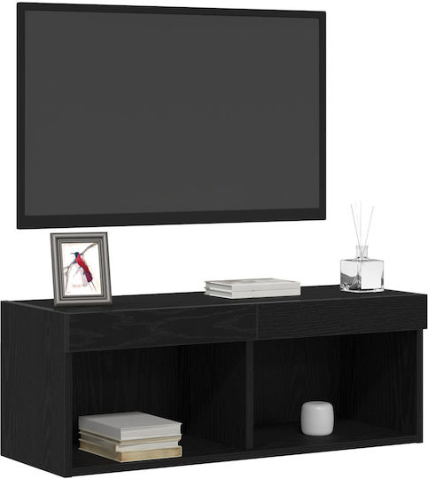 TV Stand with LED Lighting Black Oak L80xD30xH30cm