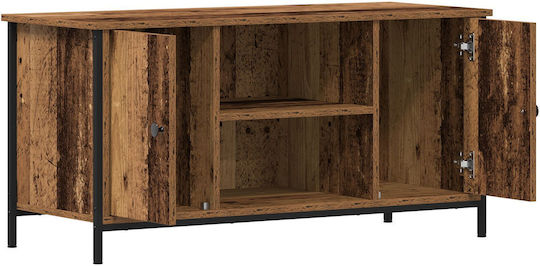 TV Stand Made of Metal and Wood Brown M100xD40xH50cm