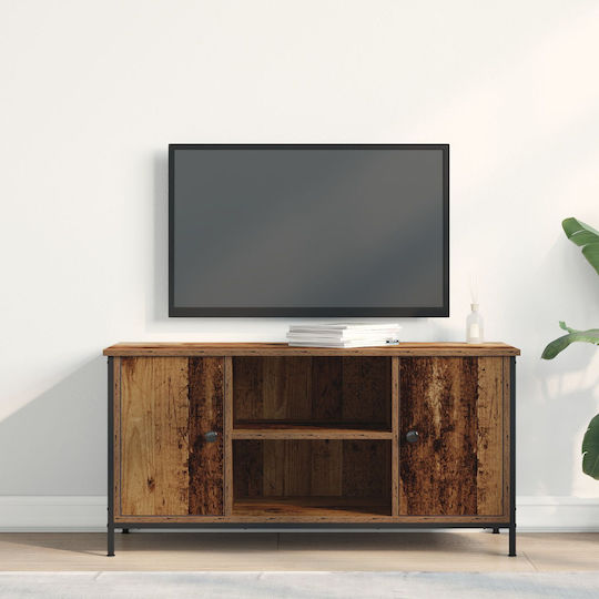 TV Stand Made of Metal and Wood Brown M100xD40xH50cm