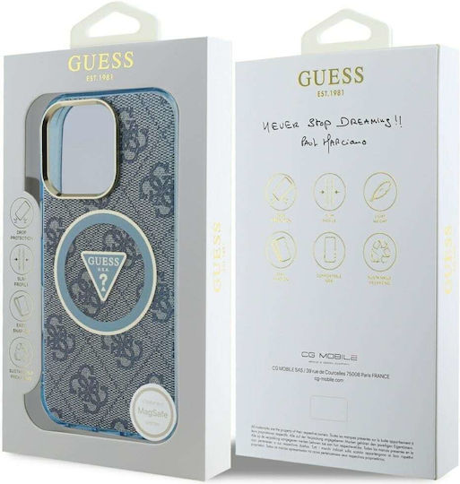 Guess Triangle Umschlag Rückseite Silikon Blau (iPhone 17 Pro / iPhone 16 Pro)