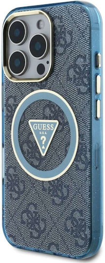 Guess Triangle Umschlag Rückseite Silikon Blau (iPhone 17 Pro / iPhone 16 Pro)