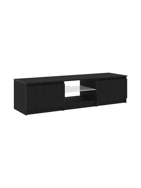 TV Stand Wooden with LED Lighting Black Oak L140xW40xH35.5cm