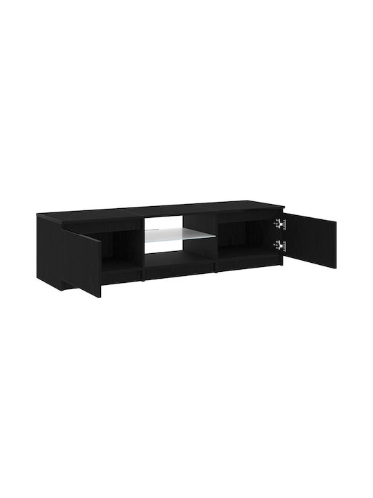 TV Stand Wooden with LED Lighting Black Oak L140xW40xH35.5cm